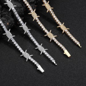 3.5mm Zirconia Thorns Tennis Chain Brass Necklace
