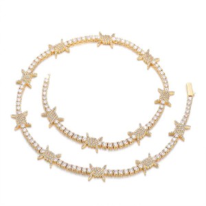 3.5mm Zirconia Thorns Tennis Chain Brass Necklace
