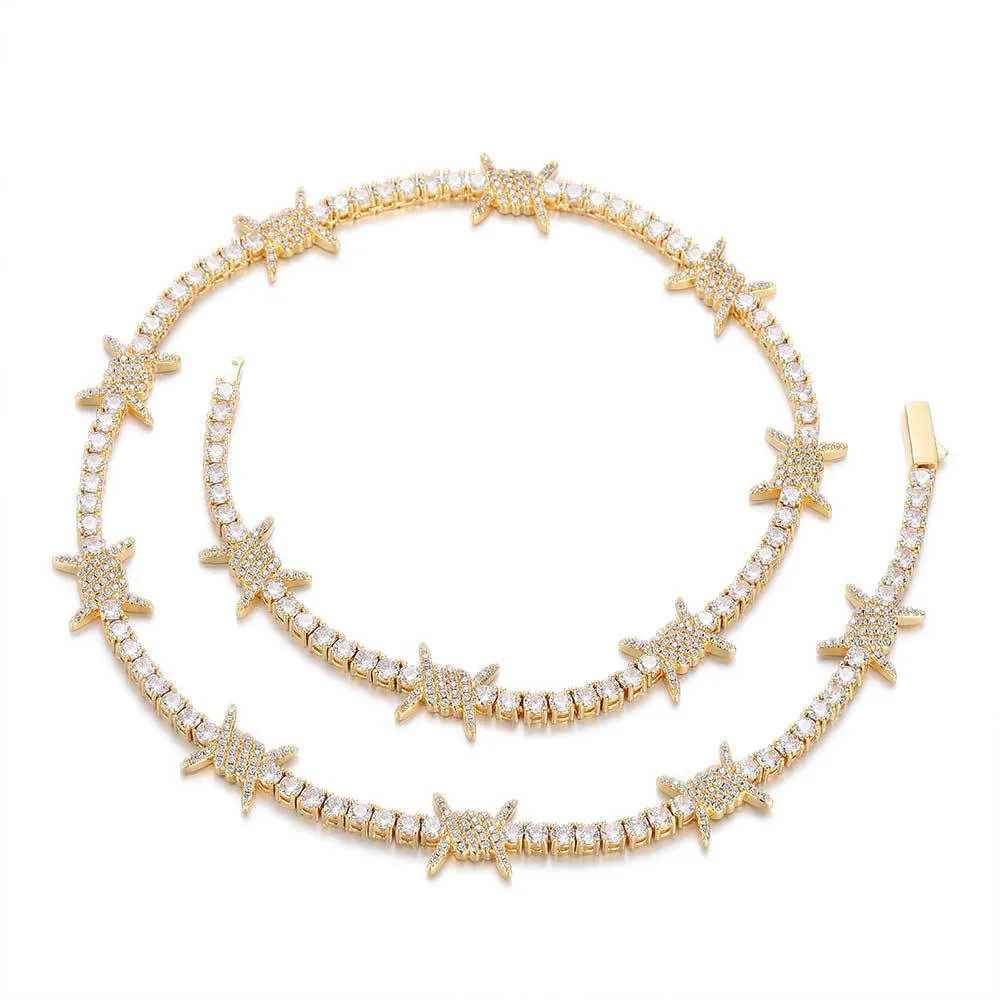 3.5mm Zirconia Thorns Tennis Chain Brass Necklace
