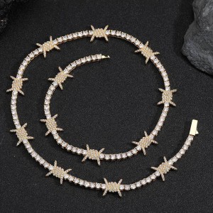 3.5mm Zirconia Thorns Tennis Chain Brass Necklace
