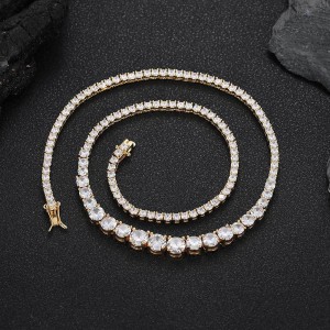 Unique Zirconia Tennis Chain Brass Necklace