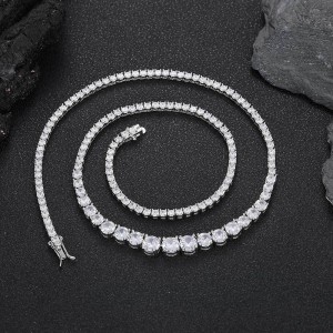 Unique Zirconia Tennis Chain Brass Necklace