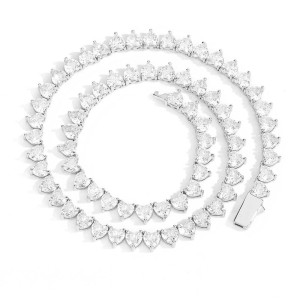 6mm Zirconia Heart Tennis Chain Brass Necklace
