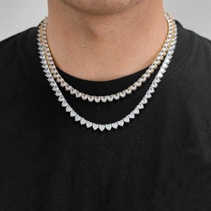 6mm Zirconia Heart Tennis Chain Brass Necklace