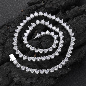 6mm Zirconia Heart Tennis Chain Brass Necklace