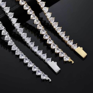 6mm Zirconia Heart Tennis Chain Brass Necklace