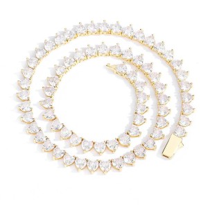 6mm Zirconia Heart Tennis Chain Brass Necklace