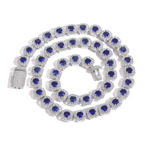 12mm Ice Sugar Gem Stone Chain Brass Necklace