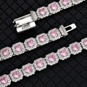 12mm Ice Sugar Gem Stone Chain Brass Necklace