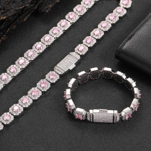 12mm Ice Sugar Gem Stone Chain Brass Necklace