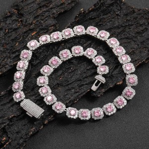 12mm Ice Sugar Gem Stone Chain Brass Necklace