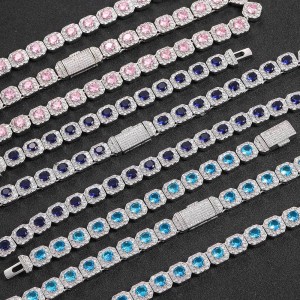 12mm Ice Sugar Gem Stone Chain Brass Necklace