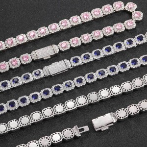 12mm Ice Sugar Gem Stone Chain Brass Necklace