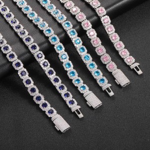 12mm Ice Sugar Gem Stone Chain Brass Necklace
