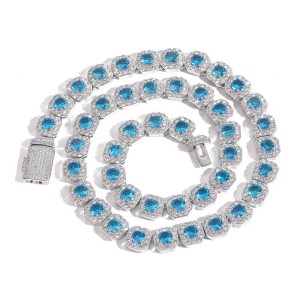 12mm Ice Sugar Gem Stone Chain Brass Necklace