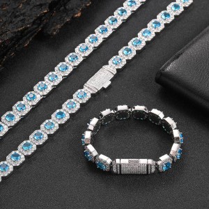 12mm Ice Sugar Gem Stone Chain Brass Necklace