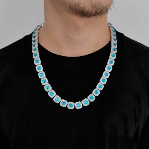 12mm Ice Sugar Gem Stone Chain Brass Necklace