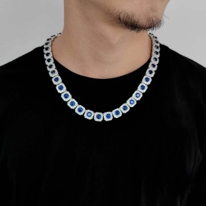 12mm Ice Sugar Gem Stone Chain Brass Necklace