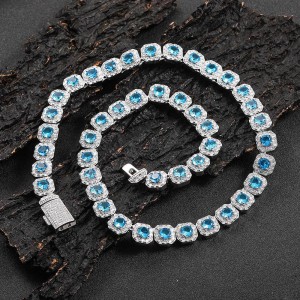 12mm Ice Sugar Gem Stone Chain Brass Necklace