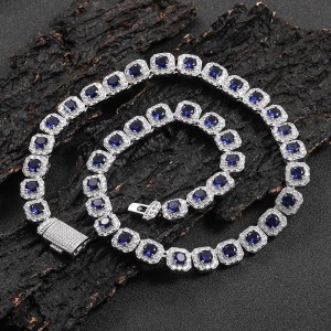 12mm Ice Sugar Gem Stone Chain Brass Necklace