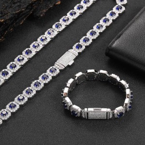 12mm Ice Sugar Gem Stone Chain Brass Necklace