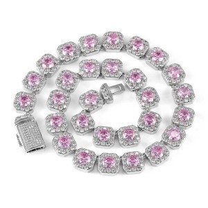12mm Ice Sugar Gem Stone Chain Brass Necklace