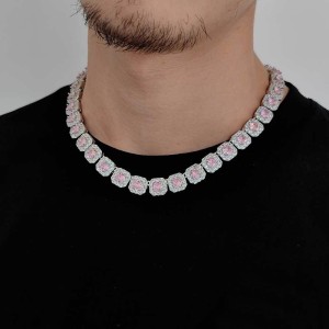 12mm Ice Sugar Gem Stone Chain Brass Necklace