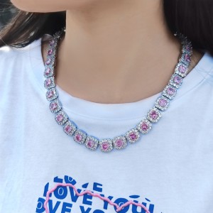 12mm Ice Sugar Gem Stone Chain Brass Necklace