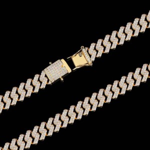 12mm Hip Hop Zirconia Cuban Chain Brass Necklace