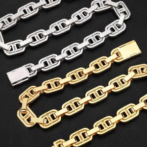 15mm Zirconia Pig Nose Thick Chain Brass Necklace 