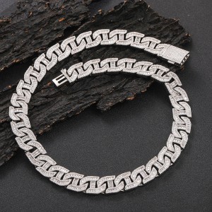 16mm T Shape Zirconia Pig Nose Chain Necklace