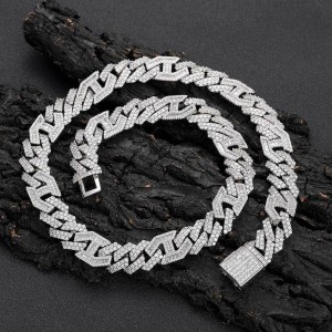 15mm Zirconia Cuban Chain Pig Nose Brass Necklace