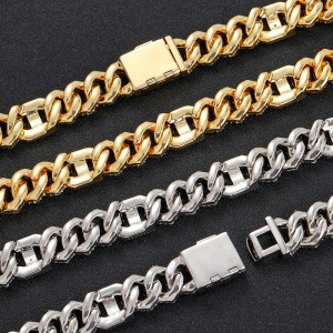 15mm Zirconia Cuban Chain Pig Nose Brass Necklace