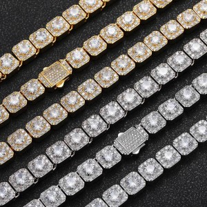 10mm Zirconia Ice Sugar Chain Brass Necklace
