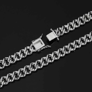 9mm Single Row Zirconia Cuban Chain Brass Necklace