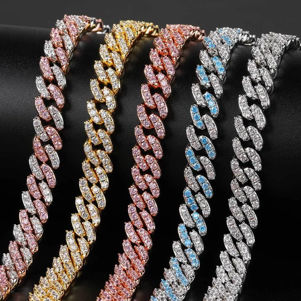 9mm Single Row Zirconia Cuban Chain Brass Necklace - image2