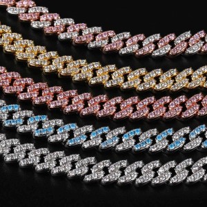 9mm Single Row Zirconia Cuban Chain Brass Necklace