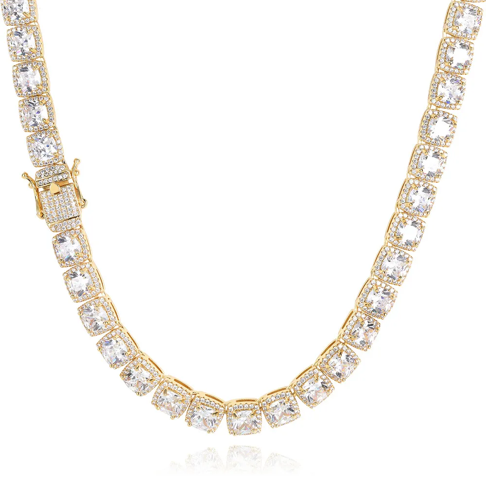 10mm Zirconia Ice Sugar Chain Brass Necklace