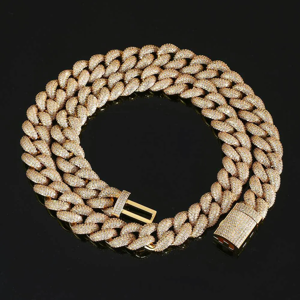 14mm/18mm Zirconia Thick Bubble Cuban Chain Brass Necklace