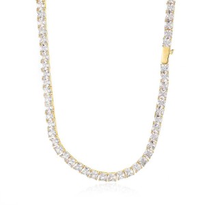 5.5mm Square Zirconia Tennis Chain Brass Necklace
