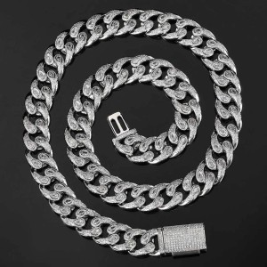 16mm Zirconia Evil Eyes Cuban Chain Brass Necklace