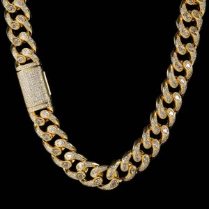 16mm Zirconia Evil Eyes Cuban Chain Brass Necklace