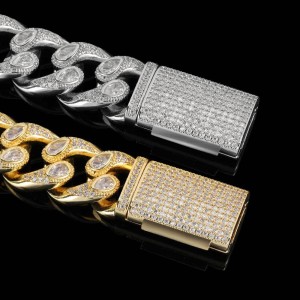 16mm Zirconia Evil Eyes Cuban Chain Brass Necklace