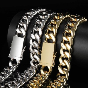18mm Three Rows Zirconia Cuban Chain Brass Necklace