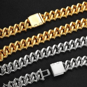 15mm Rectangle Zirconia Cuban Chain Brass Hiphop Necklace