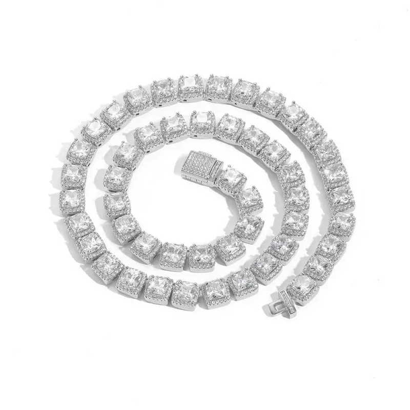 10mm Hip Hop Zirconia Ice Sugar Chain Brass Necklace