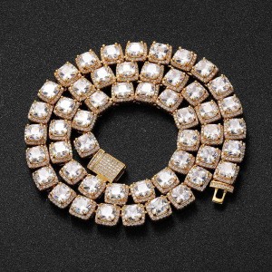 10mm Hip Hop Zirconia Ice Sugar Chain Brass Necklace