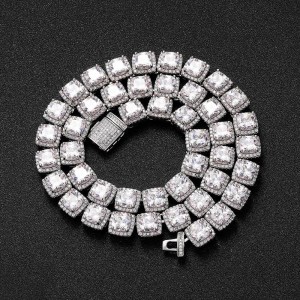 10mm Hip Hop Zirconia Ice Sugar Chain Brass Necklace