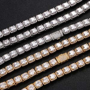 10mm Hip Hop Zirconia Ice Sugar Chain Brass Necklace