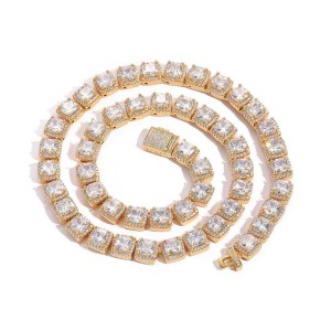 10mm Hip Hop Zirconia Ice Sugar Chain Brass Necklace